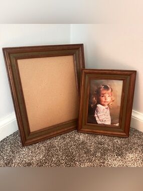 Lot of 2 vintage wood frames with green trim